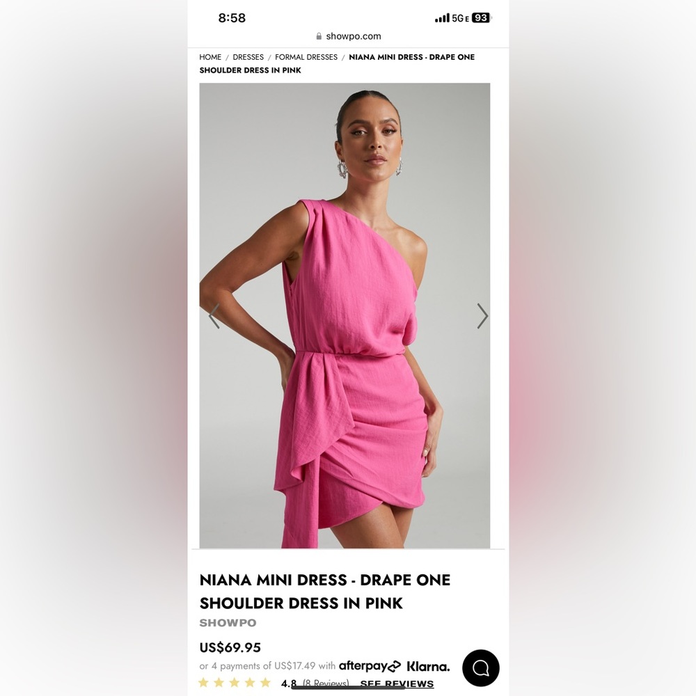 NWT Showpo Dress. Size 2
